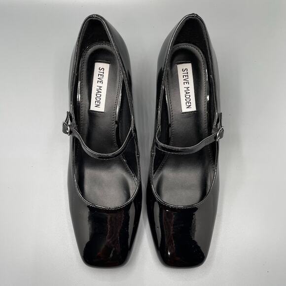 Steve Madden Irelee Heels Size 8.5 Black Patent Mary Jane Shoes Y2K Whimsigoth - Picture 5 of 10